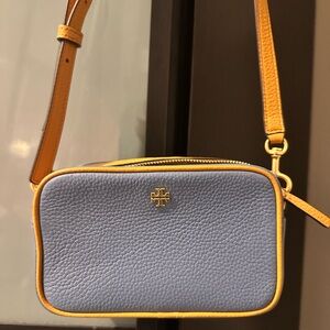 Tory Burch Elegant Blue and Tan Crossbody Bag